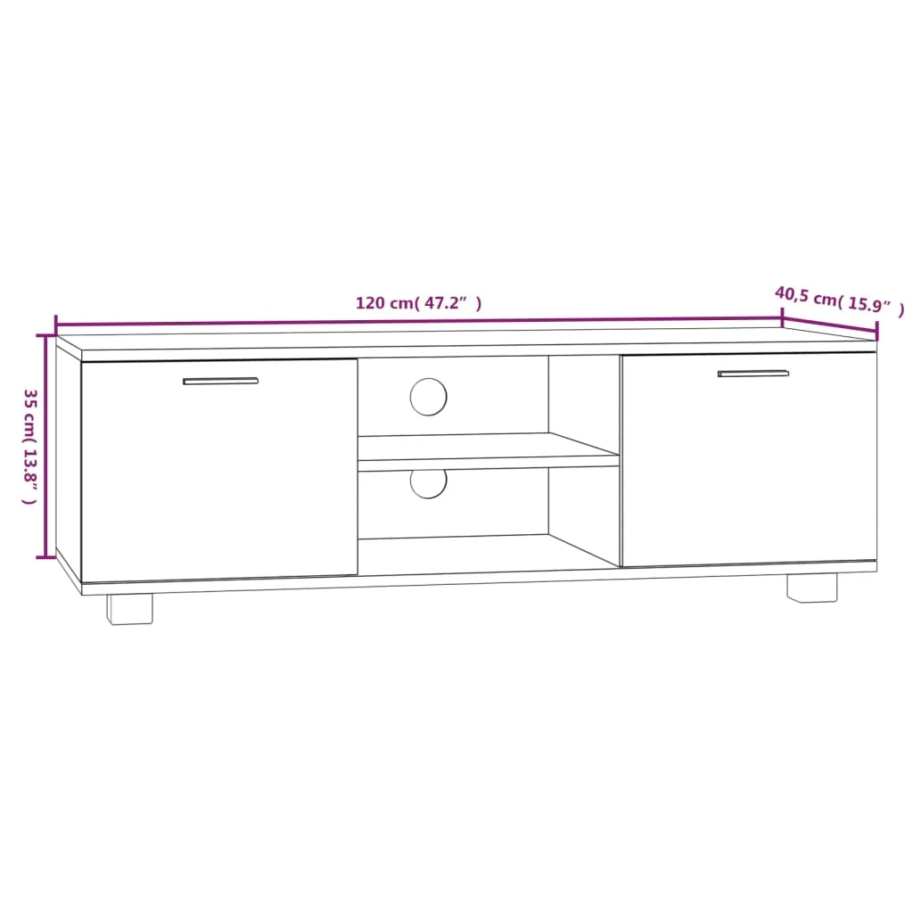 Mobile TV multimediale mensola TV credenza TV sala da pranzo soggiorno camera da letto rovere Sonoma 120 x 40,5 x 35 cm legno ingegnerizzato marrone 02_0027468