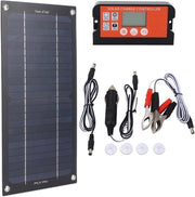 Kit di Caricamento Pannello Solare Monocristallino a Silicio da 600W - Controllore di Carica da 100A - Cavo di Estensione Clip di Batteria per Campeggio all'Aperto e RV.