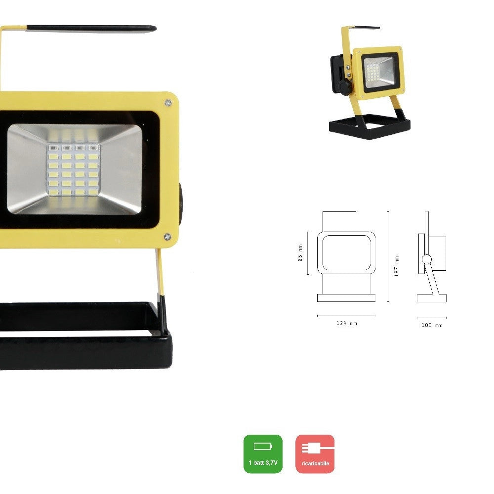 Trade Shop - Faro Led Da Lavoro Portatile Ricaricabile Smd 2835 Luce Bianco Freddo Dt-2132 -