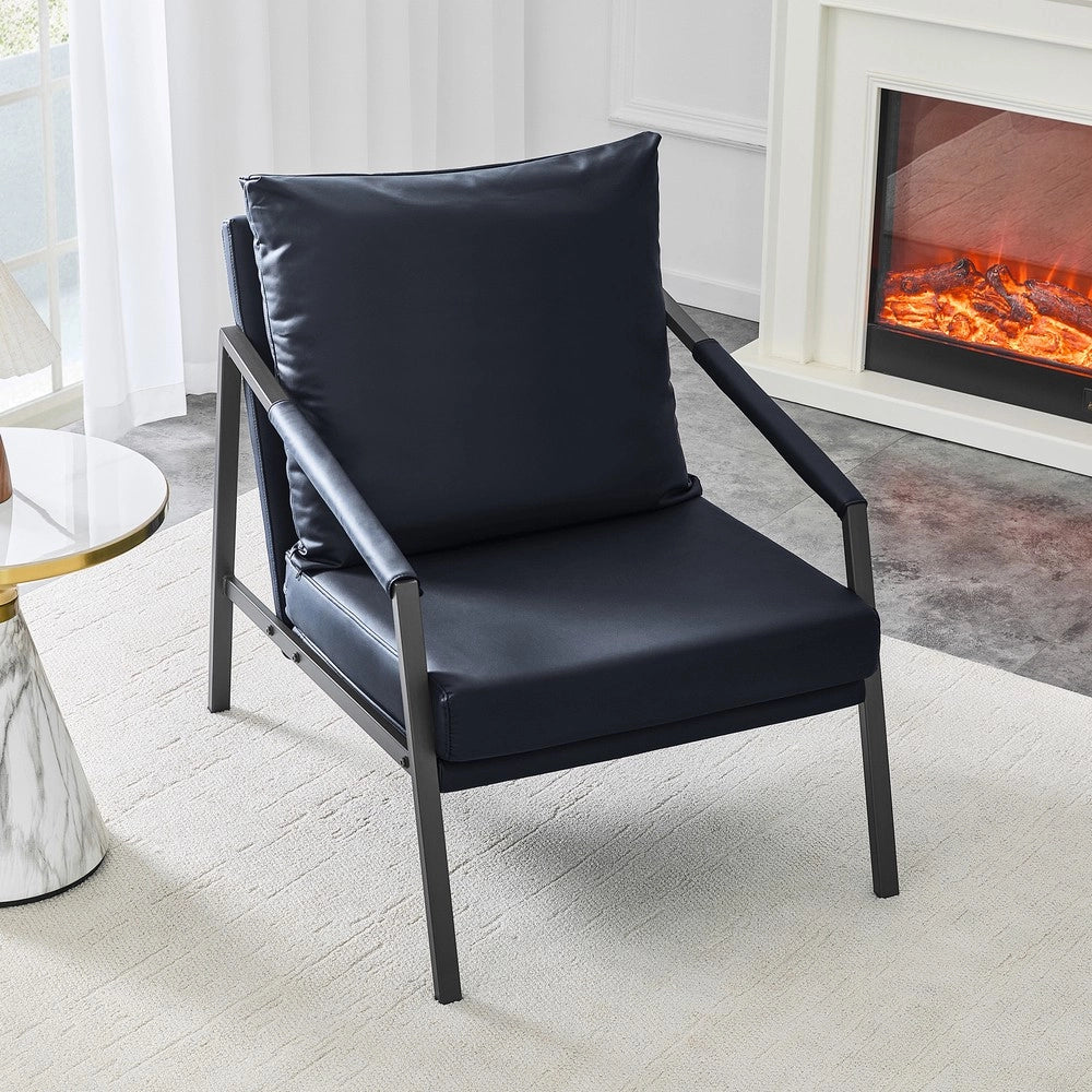 Poltrona in similpelle ¨C Minimal ¨C Nero struttura in metallo imbottita