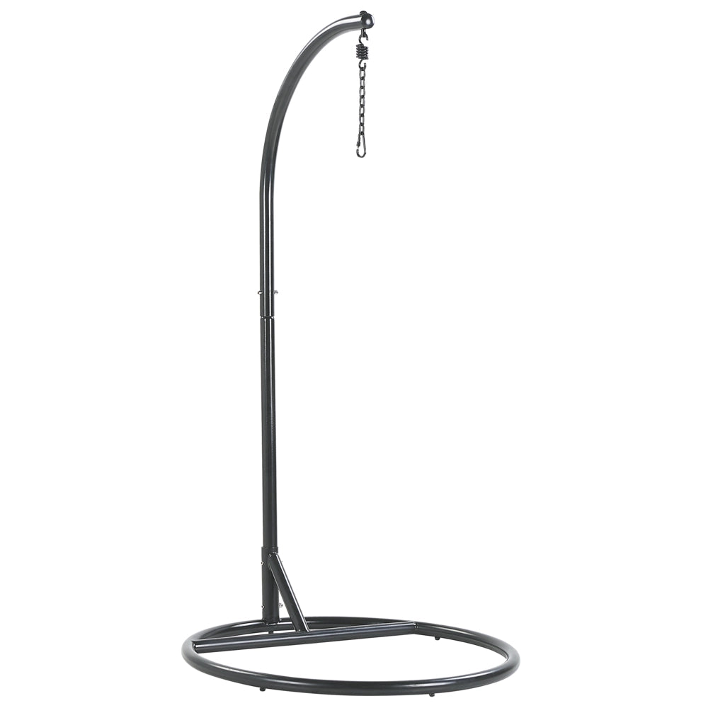 Poltrona Sospesa con Cesta in Corda di Poliestere Beige per Interno ed Esterno Boho