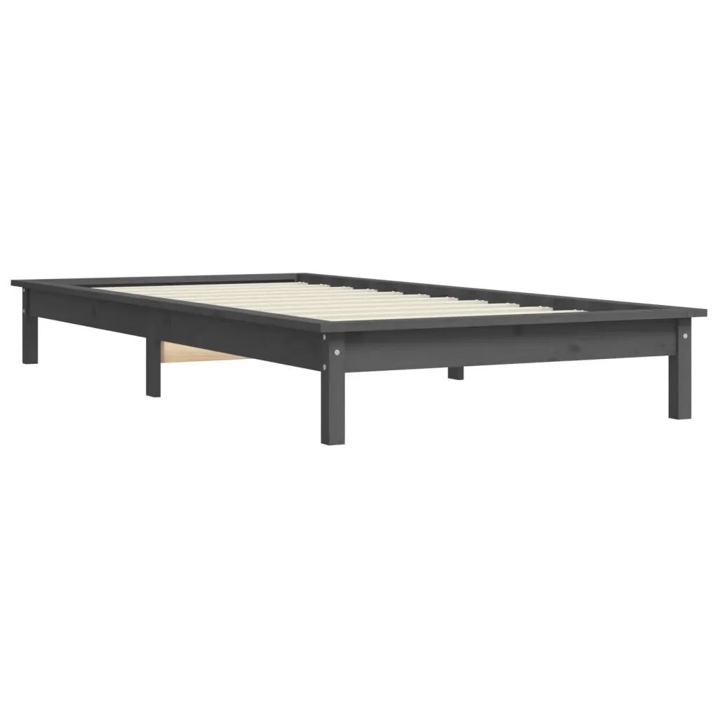 Giroletto Grigio 90x190 cm Single in Legno Massello di Pino 820573