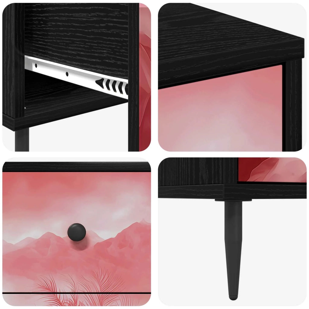 Armadio da Notte AACHEN 2 pz Rovere Nero 36 x 33 x 61 cm 8007344