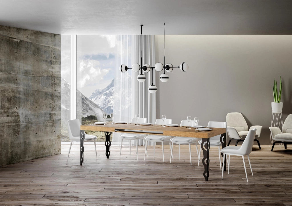 Tavolo allungabile 90x140/244 cm Karayan Quercia Natura telaio Antracite