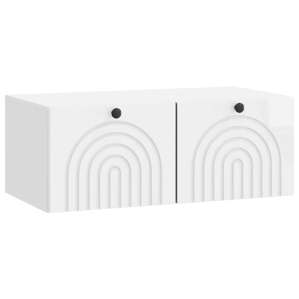 Mobile Porta TV da Muro Bianco Lucido 78,5 x 41 x 30 cm