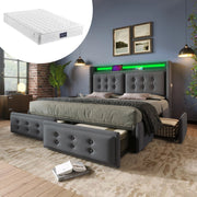letto imbottito cotone lino grigio 140x200 cm