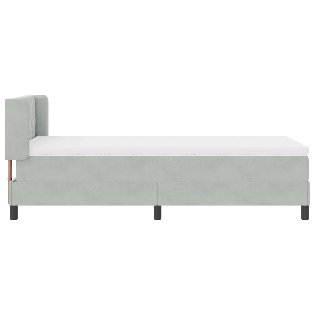 Letto con Rete e Materasso Grigio Chiaro 100x200 cm Velluto
