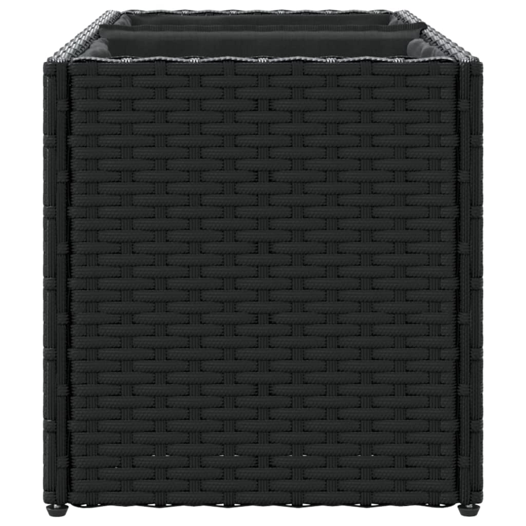 Fioriera rialzata per piante fiori patio giardino con 2 vasi 72 x 30 x 32 cm resina intrecciata nera 02_0038082