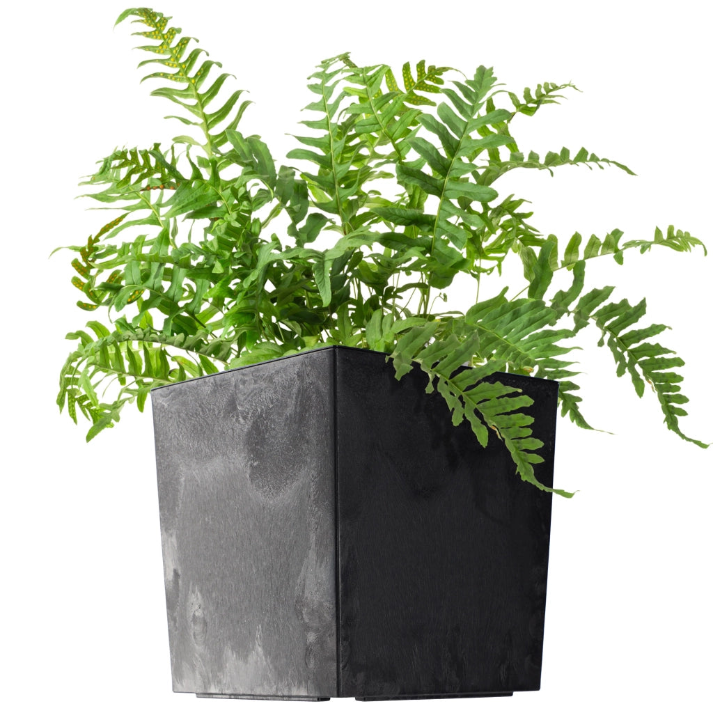 Vaso da fiori KADAX da 25 cm, copertura in plastica nera con inserto.