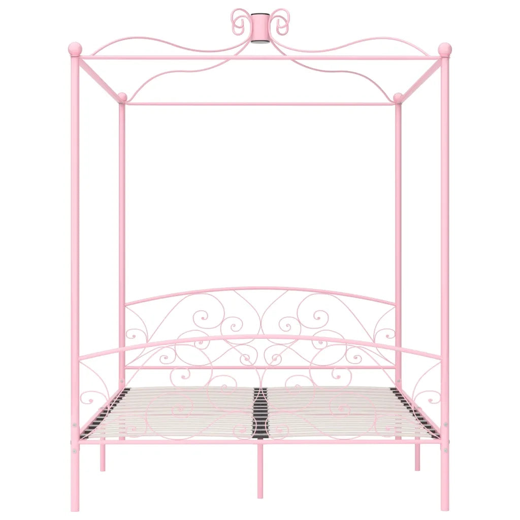 Letto a Baldacchino Rosa in Metallo 160x200 cm cod mxl 60040