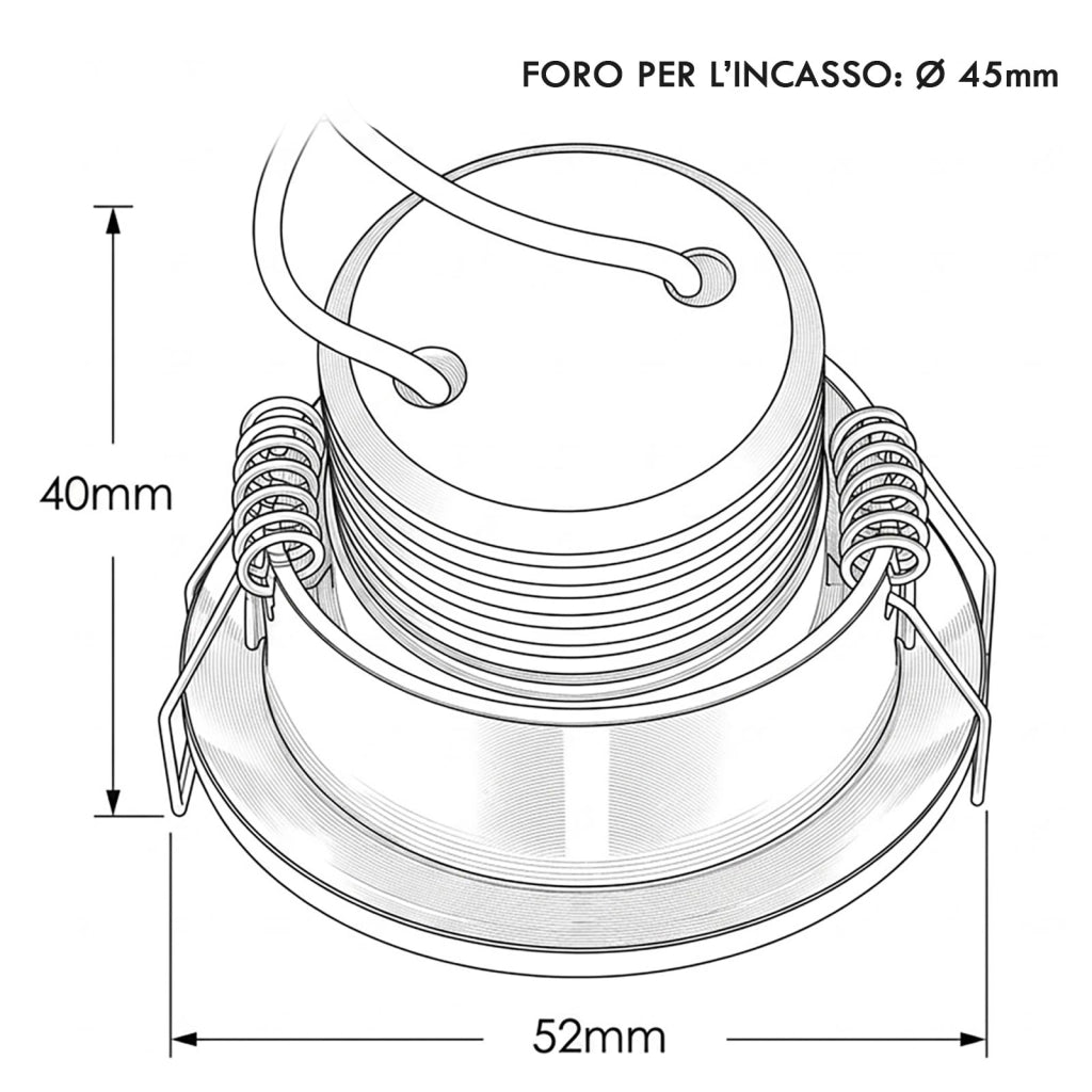Mini Faretto Spot LED 3W COB Orientabile CCT con Driver 230V Bianco Argento Punto Luce Vetrine Negozi Mobili ARGENTO