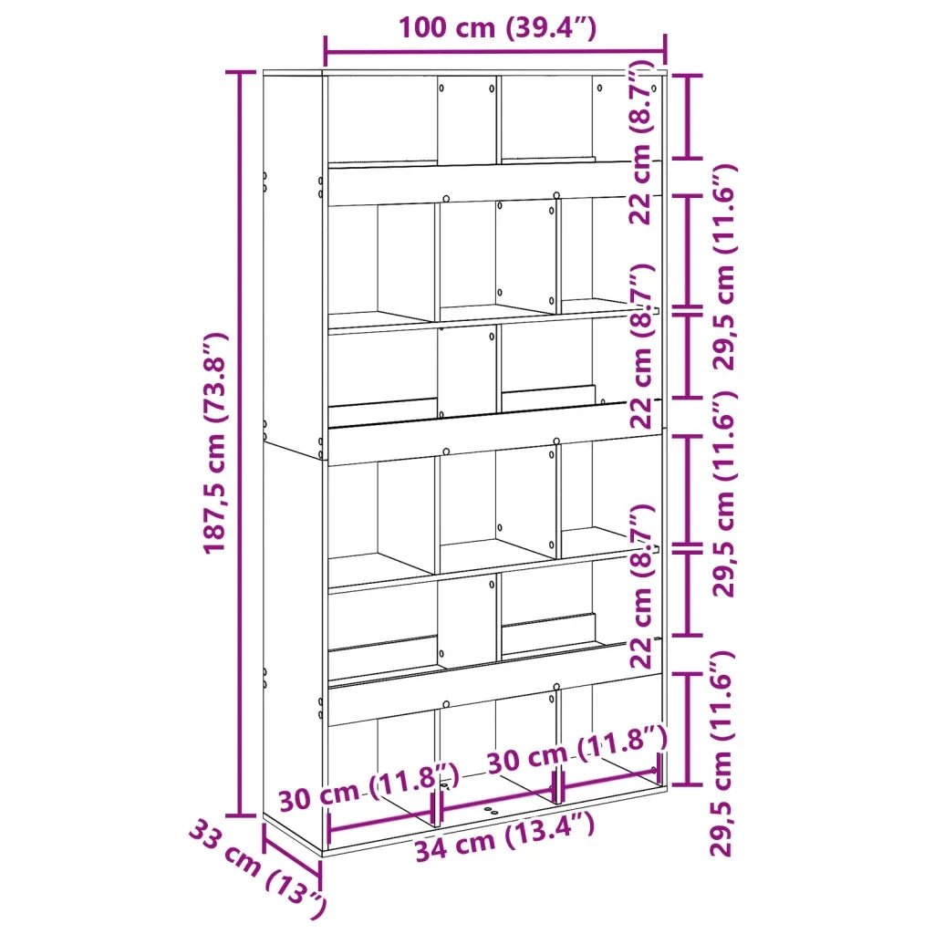 Libreria Rovere Fumo 100x33x187,5 cm in Truciolato 3309541