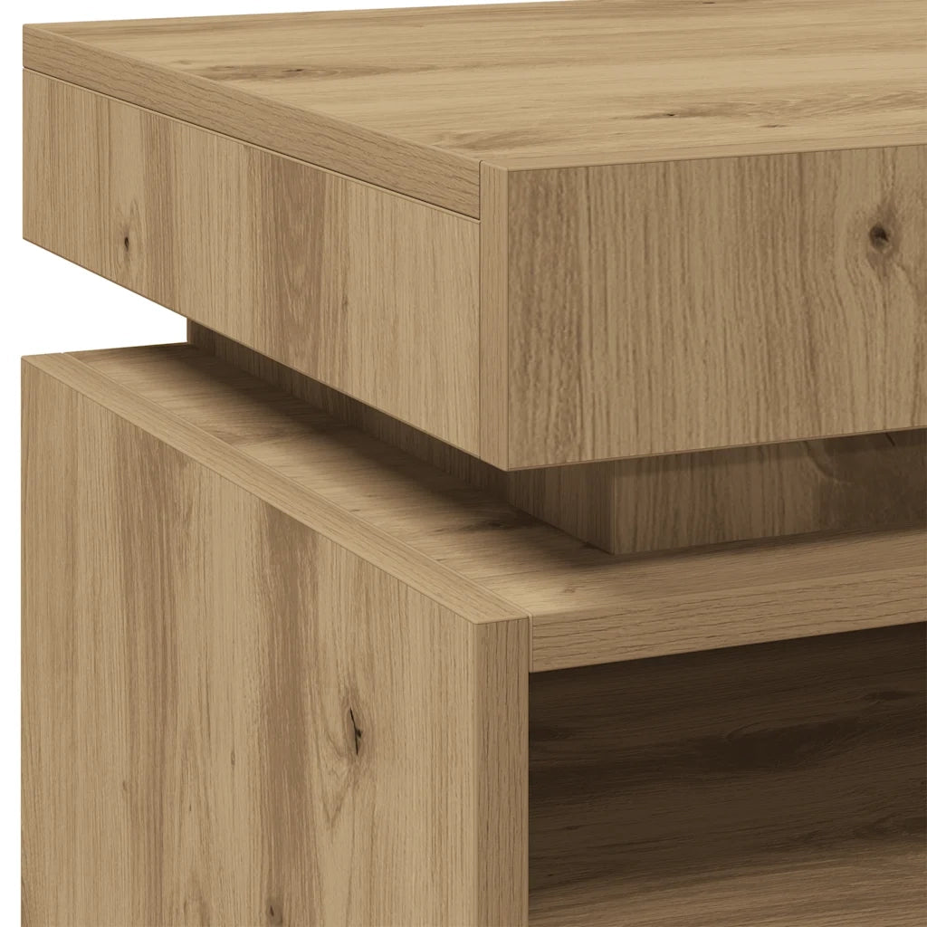 Comodino con Luci LED Rovere Artigianale 40x39x48,5 cm