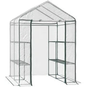 Serra da Giardino Esterno in PVC Trasparente, Serra da Balcone con Scaffali per Piante Orto 1.43 x 1.43 x 1.95m