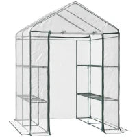 Serra da Giardino Esterno in PVC Trasparente, Serra da Balcone con Scaffali per Piante Orto 1.43 x 1.43 x 1.95m