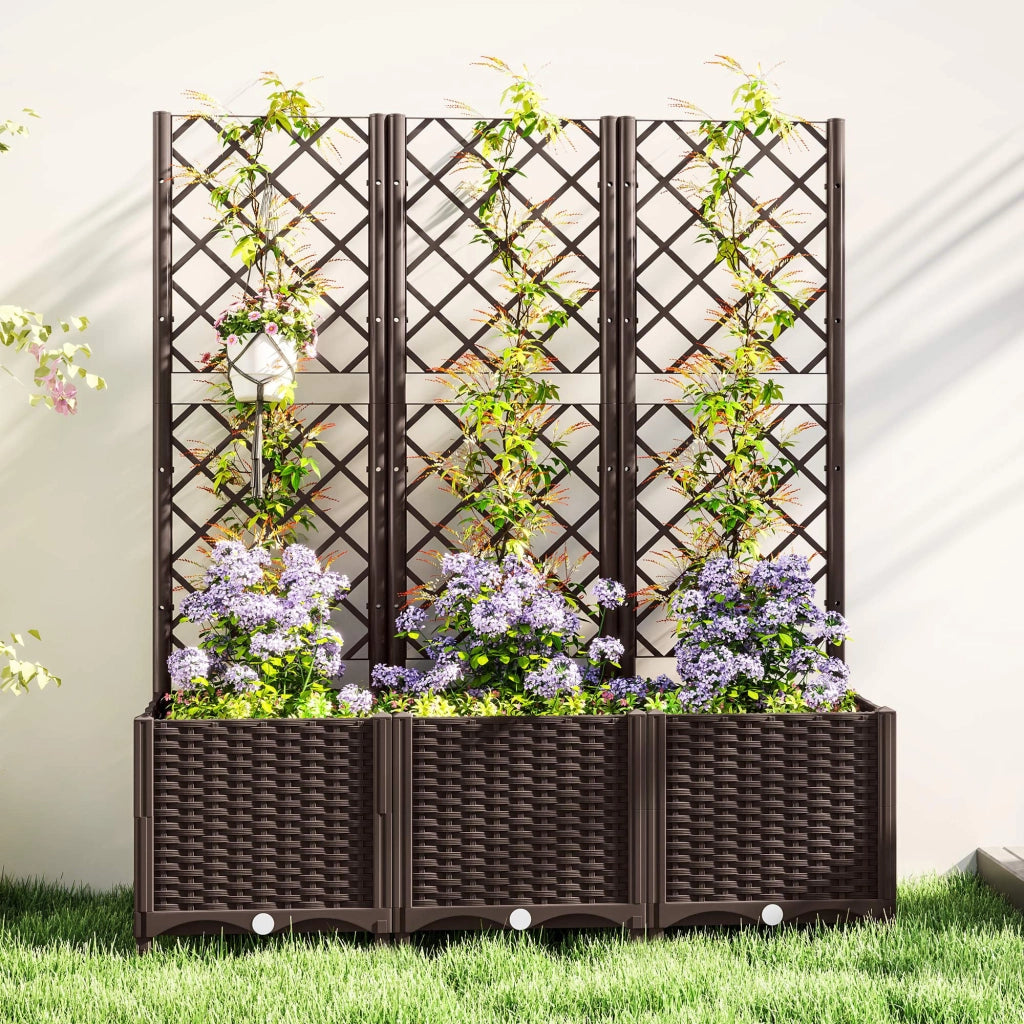 Letto da giardino sopraelevato con fioriera ¨C zephmum ¨C marrone 120x40x135 cm