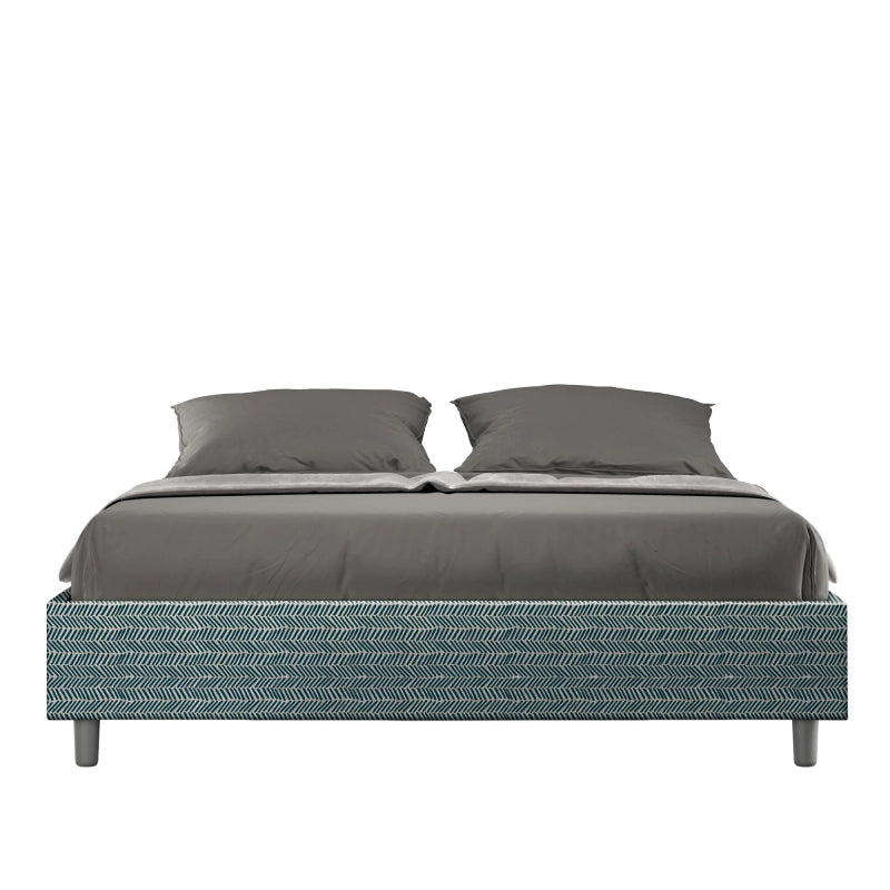 Letto Sommier imbottito Matrimoniale 160x190 cm tessuto Aragona Azelia - Contenitore,Blu
