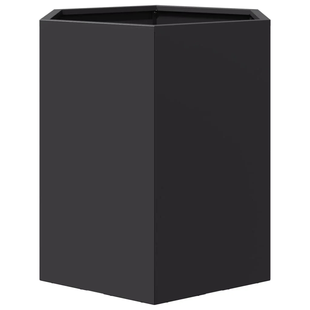 Fioriera esagonale per aiuole rialzate piante fiori terrazza giardino 46 ​​x 40 x 45 cm acciaio nero 02_0038644