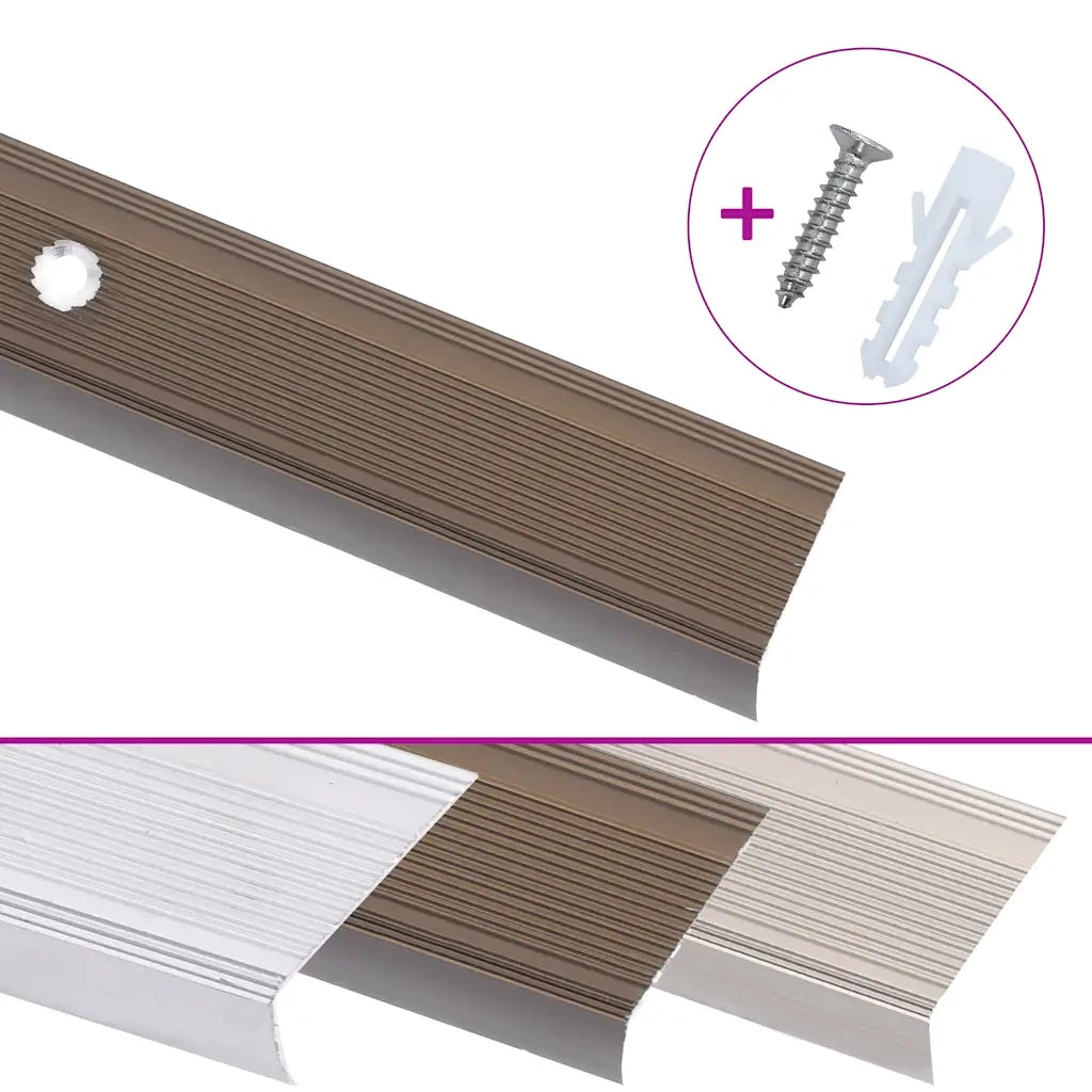 Profili a L per Gradini 15 pz in Alluminio 90 cm Marrone CFW6860874