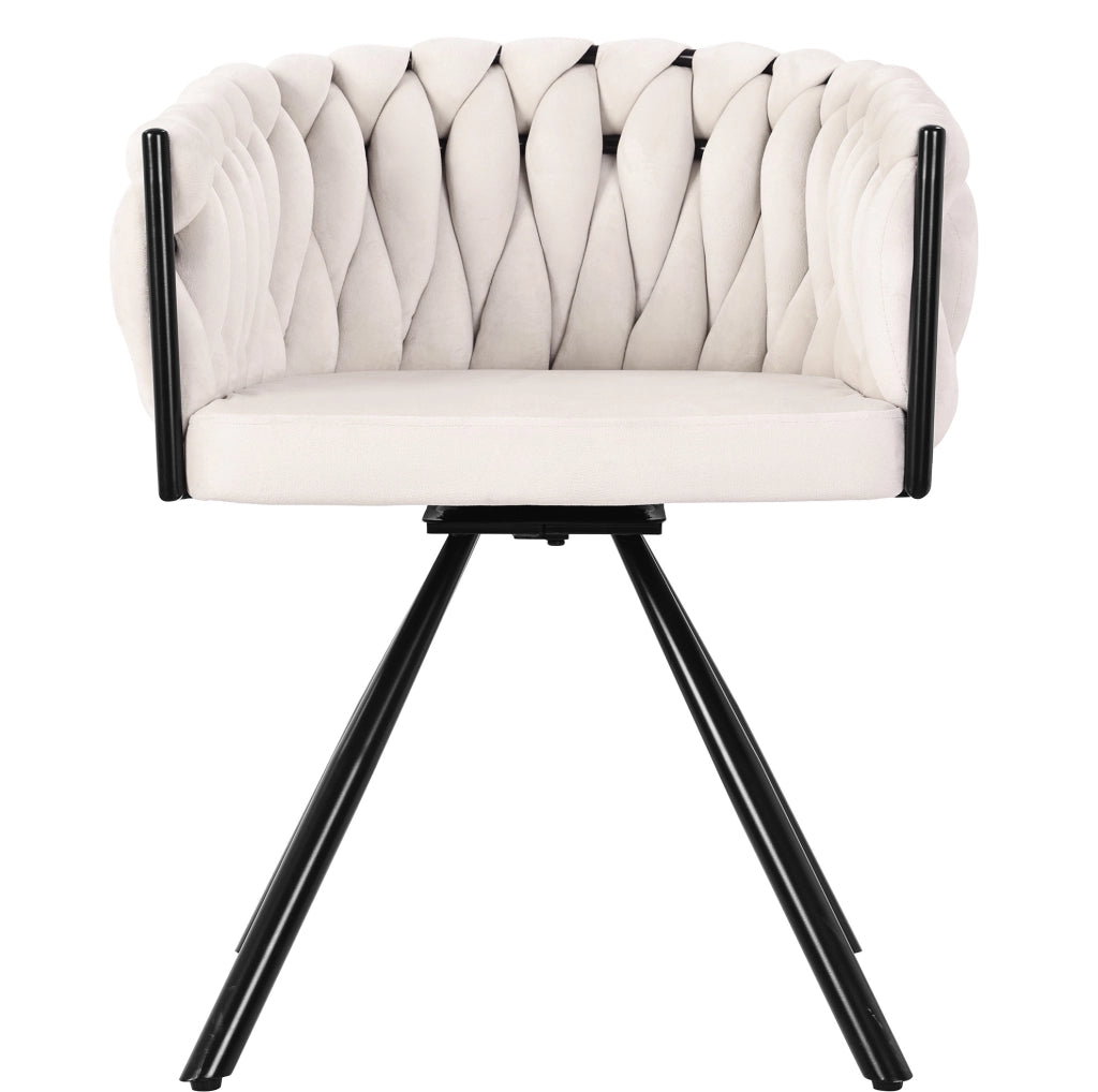 Sedia da pranzo girevole 360° in velluto beige