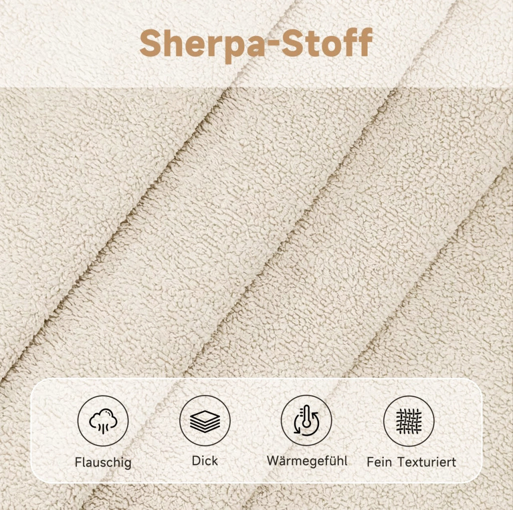Set di 2 sedie da pranzo in Sherpa beige con struttura in metallo; design moderno