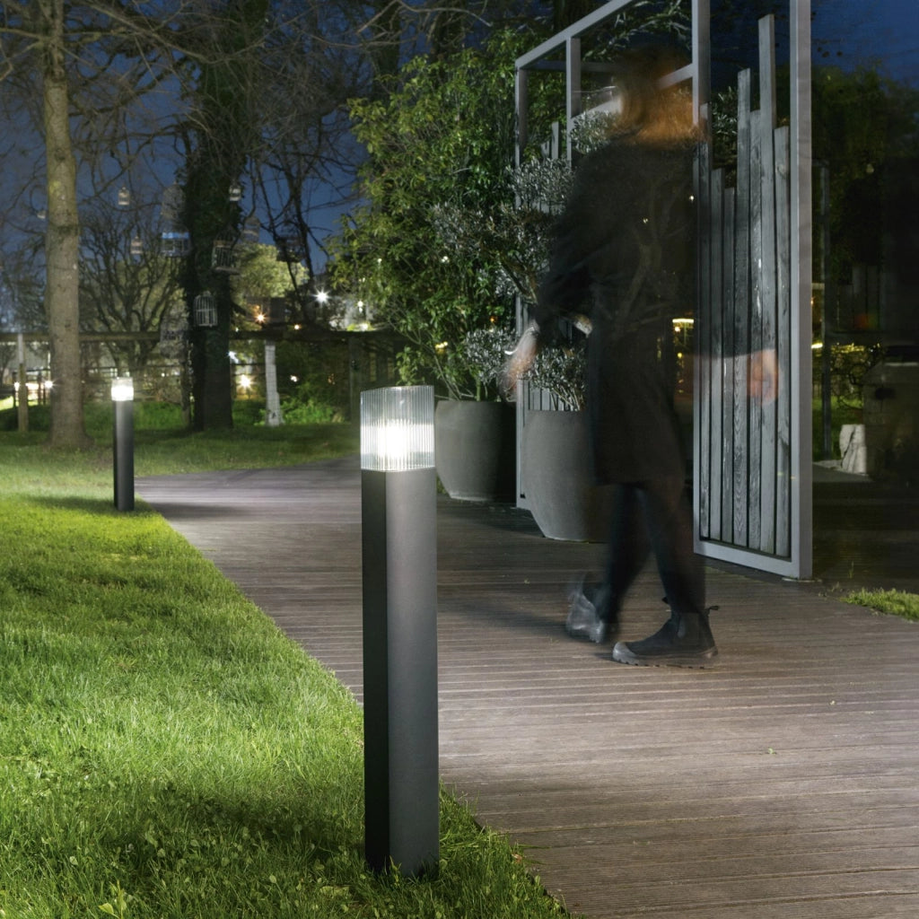 PALETTO DARK ANTRACITE E FUME' 1 LUCE ATTACCO E27 IP54 15,4X13,3X75CM