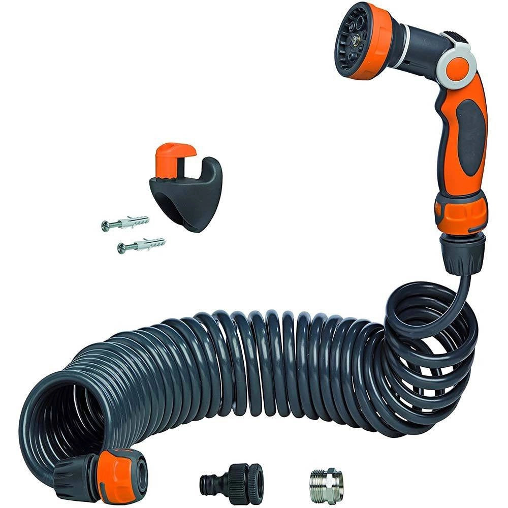 Trade Shop - Tubo Estensibile Da Giardino Terrazzo Pompa Spirale 10mt Con Pistola Irrigazione -