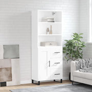 Credenza-Buffet-Armadio da cucina Bianca 69,5x34x180 cm in Legno Multistrato 467837