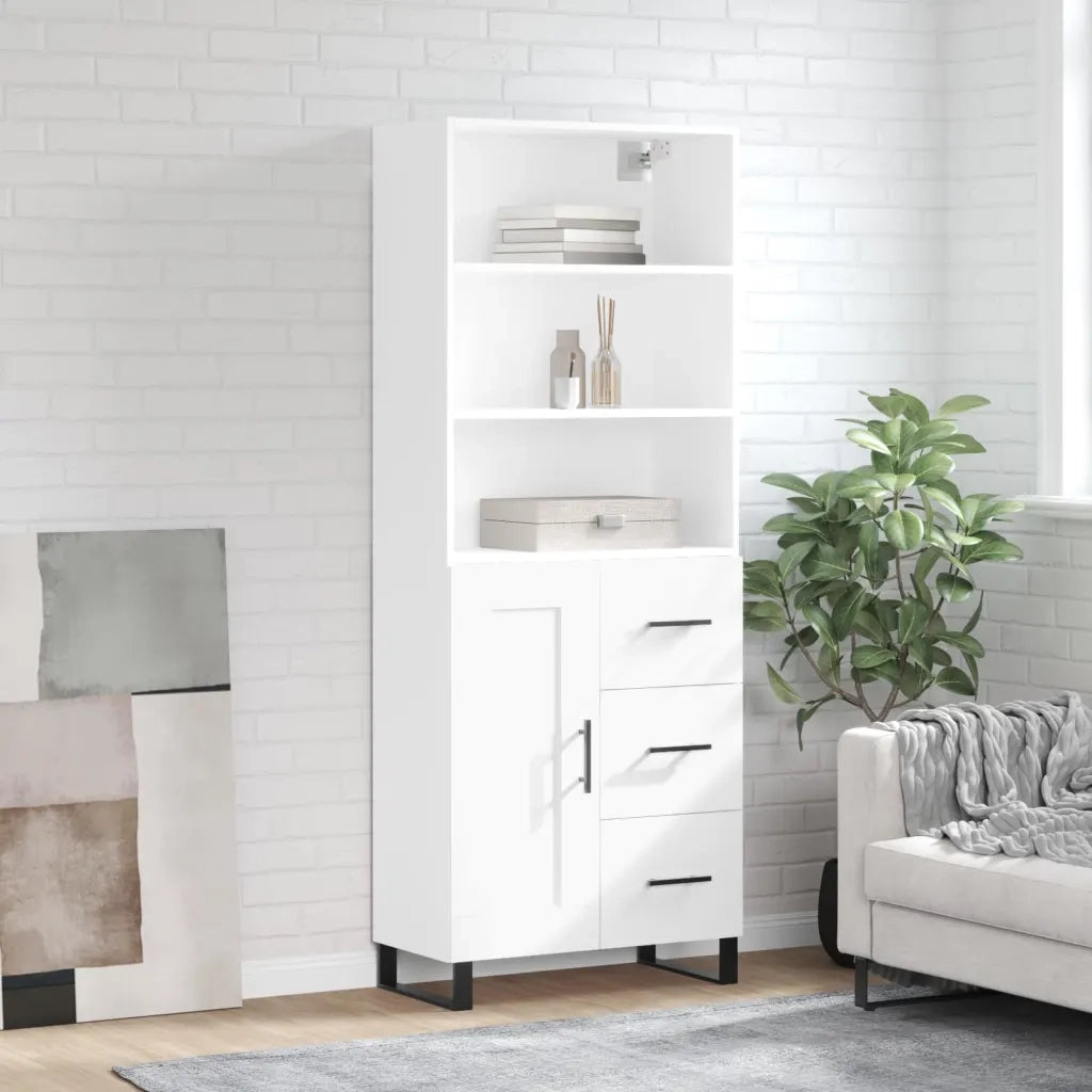 Credenza-Buffet-Armadio da cucina Bianca 69,5x34x180 cm in Legno Multistrato 467837