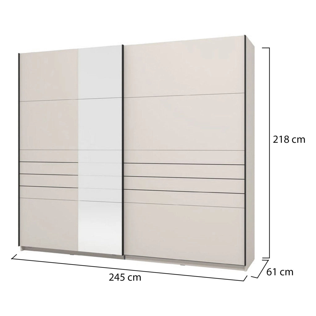 Armadio Camera da Letto Peio, Guardaroba Grande Appendiabiti, 245x217.5h cm Bianco Crema