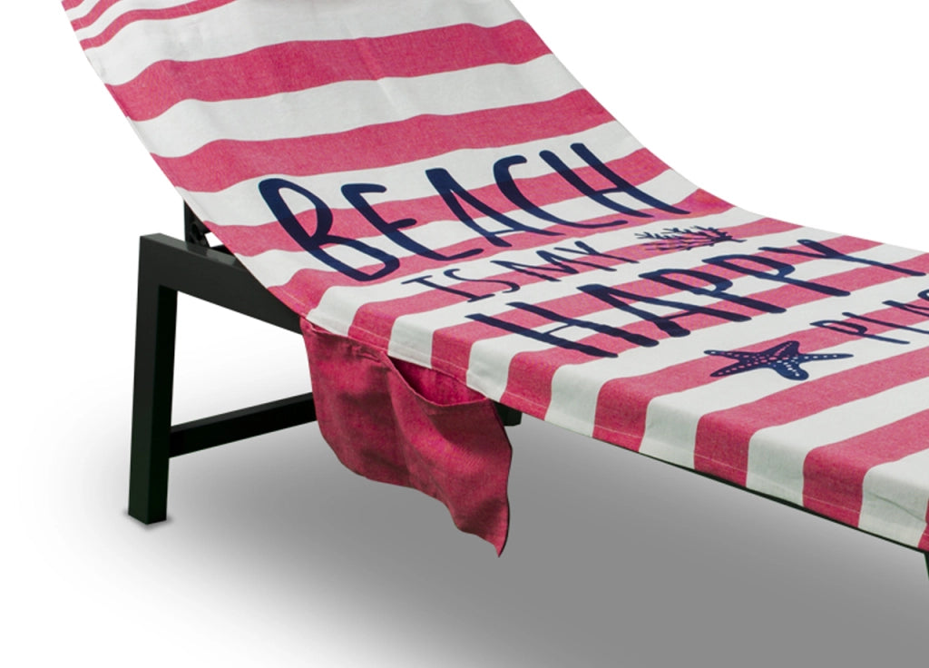 Telo Mare Lettino Spiaggia Piscina Con Cuscino E Tasche Happy Place Coral
