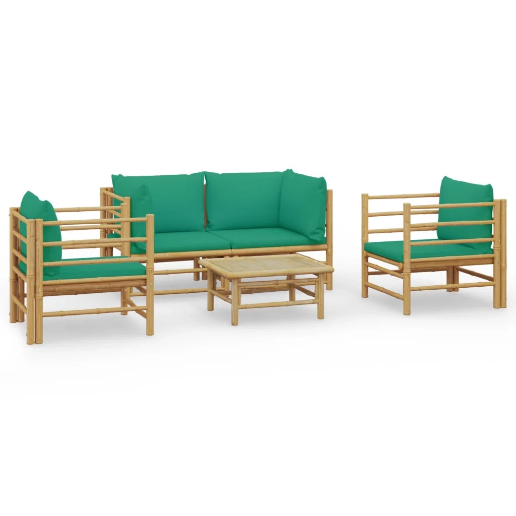 Set Salotto da Giardino 5pz con Cuscini Verdi BambÃ¹