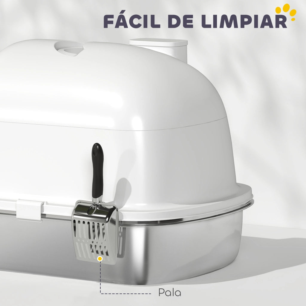 Arenero per Gatti ¨C zephmum ¨C 52.4x41.3x39.9 cm Bianco Acciaio Inox