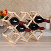 Portabottiglie Vino in legno Naturale Pieghevole Fisarmonica 10 Bottiglie