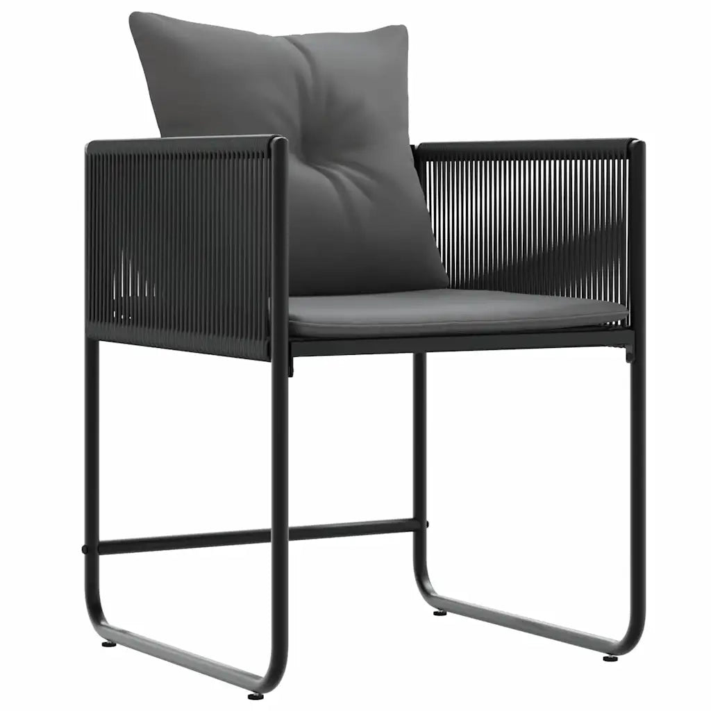 Sedia con cuscino 4 pcs Nero e antracite Rattan in PE 42003027