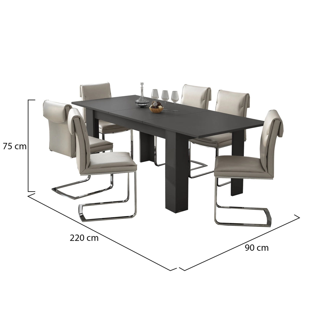 Campora, Tavolo Allungabile Allungabile, 220x90x75h cm Nero Antracite