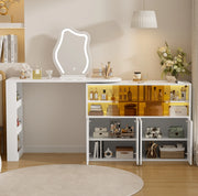 Tavolo da trucco girevole con specchio LED e ampio spazio