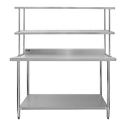 Set Tavolo & Ripiano per Cucina Commerciale con Mensole in Acciaio Inox da Cucina Ristorante, Acciaio Inossidabile Resistente alla Corrosione- Doppia - 150cm