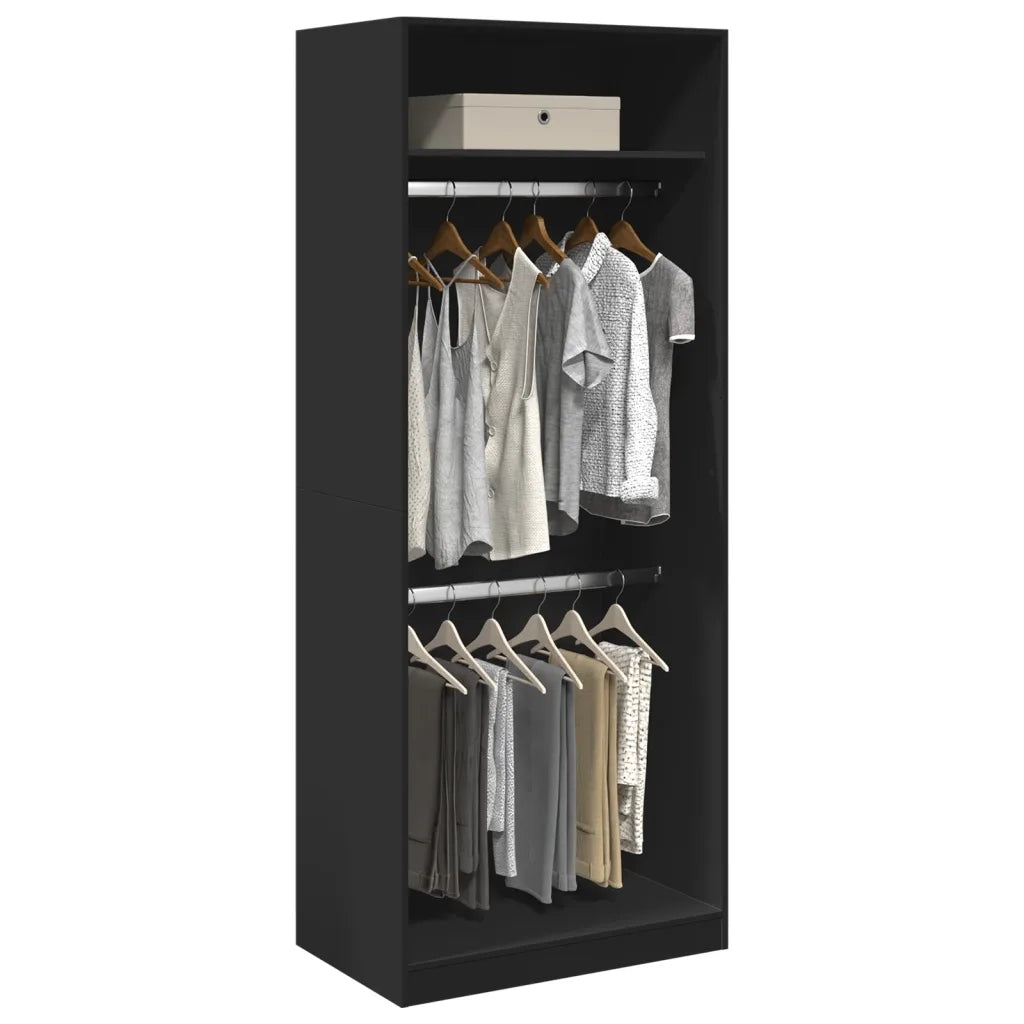 vidaXL Armadio Nero 80x50x200 cm in Legno Multistrato