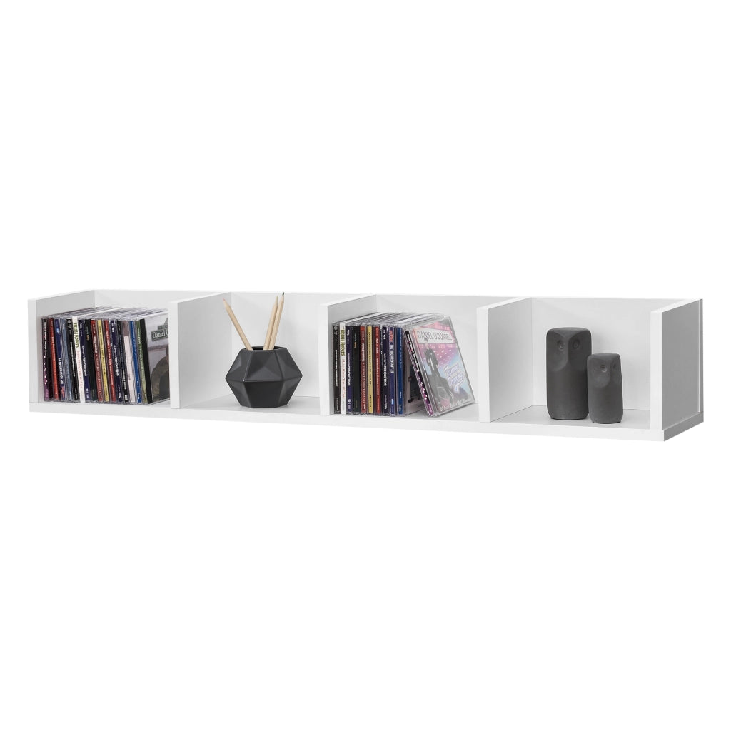 Mensola da Parete con 4 Scomparti a Forma di U Consolle Pensile 95 x 17 x 16,5 cm Portaoggetti Libreria - Bianco