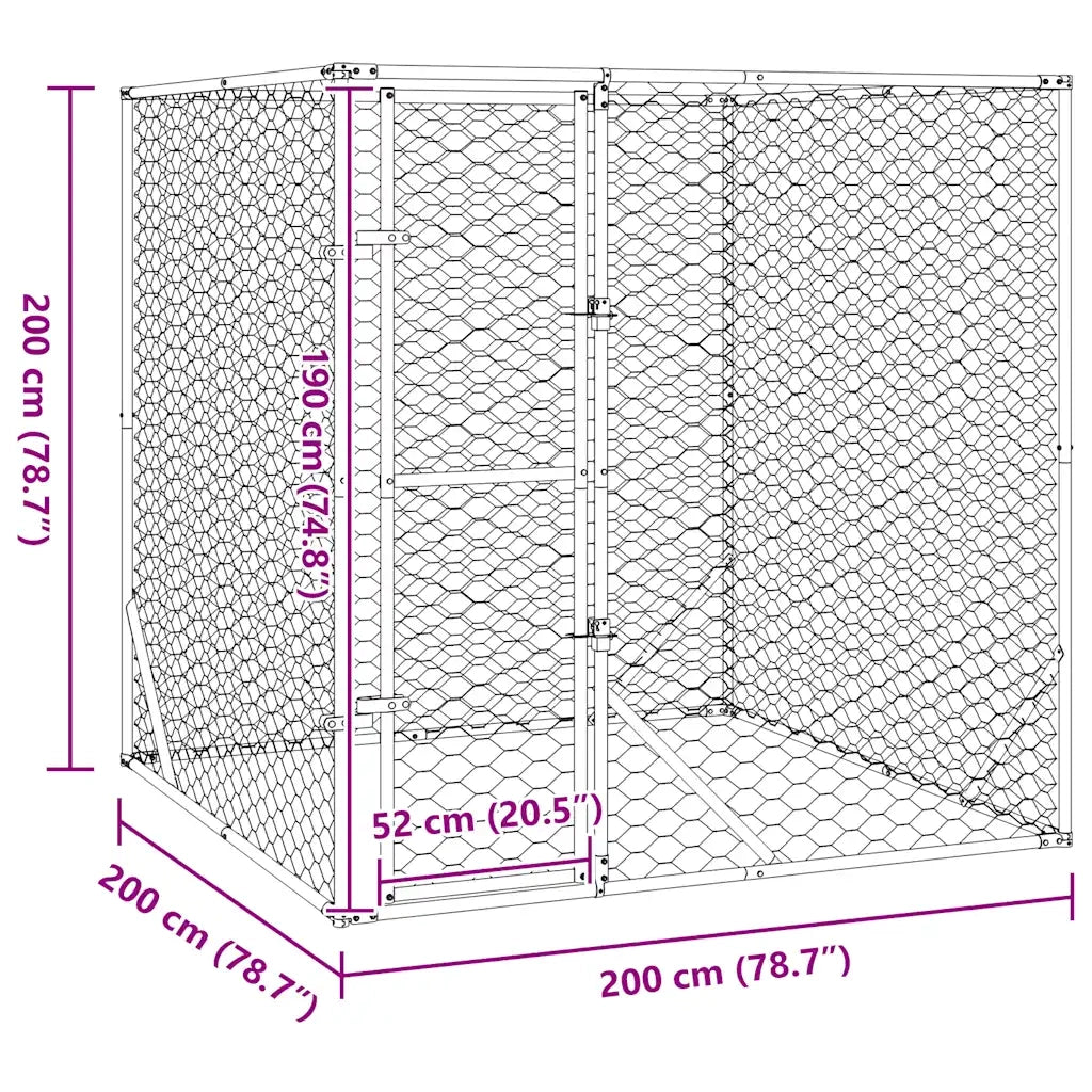 Cuccia per Cani da Esterno Argento 2x2x2 m Acciaio Zincato CFW5263725