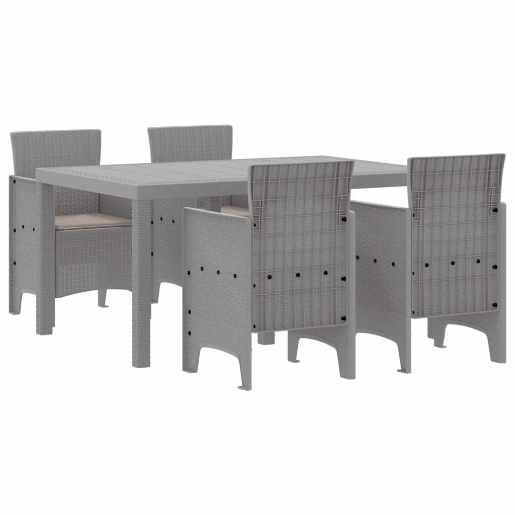 Set da Pranzo per Giardino 5 pcs Grigio chiaro Rattan Polt