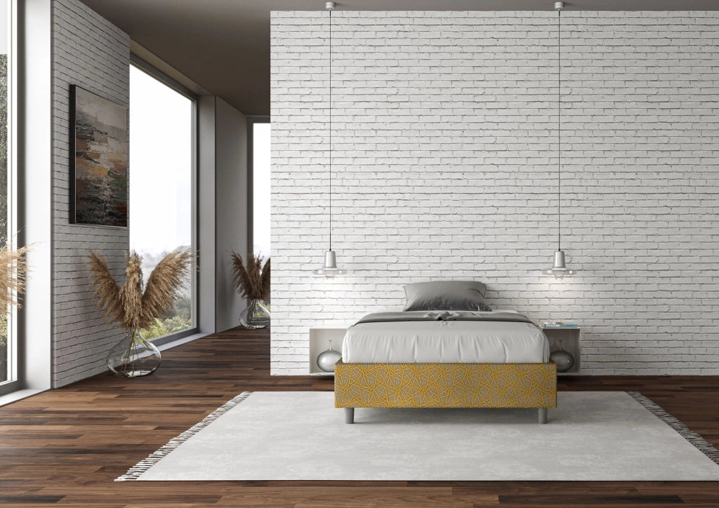 Letto 1 Piazza e Mezzo Sommier 120x210 cm con Rete Azelia Era 06 Giallo