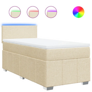 Letto singolo | Letto per adulti | Giroletto a Molle con Materasso Crema 80x200 cm inTessuto