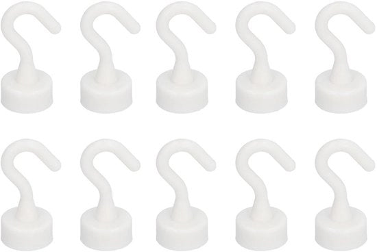 Set di 10 ganci magnetici bianchi - 5 kg di capacità - design moderno