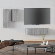 Set di Mobili Porta TV 4 pz Grigio Sonoma in Legno Multistrato cod mxl 26348