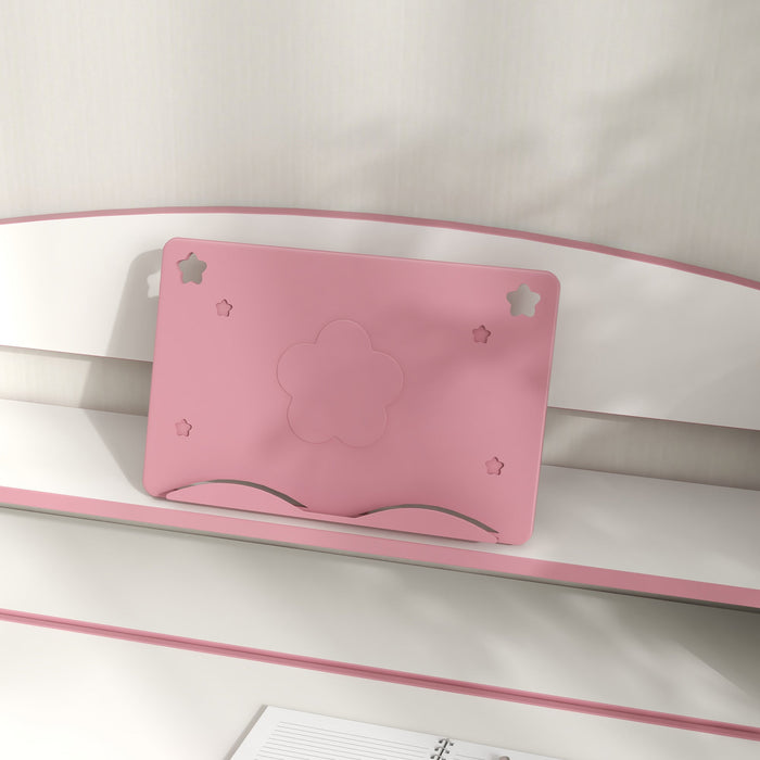 Banco Studio Scuola per Bambini 80x54,5x104 cm con Sedia Regolabile e Piano Inclinabile Rosa