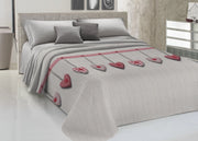 Copriletto Piquet Primavera Estate 100% Cotone Disegno Cuore Appeso - Matrimoniale - Rosso