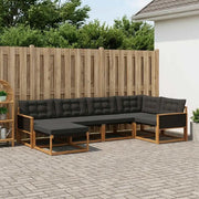 Set di divani da esterno con cuscino 6 pcs Naturale e Nero 3381528