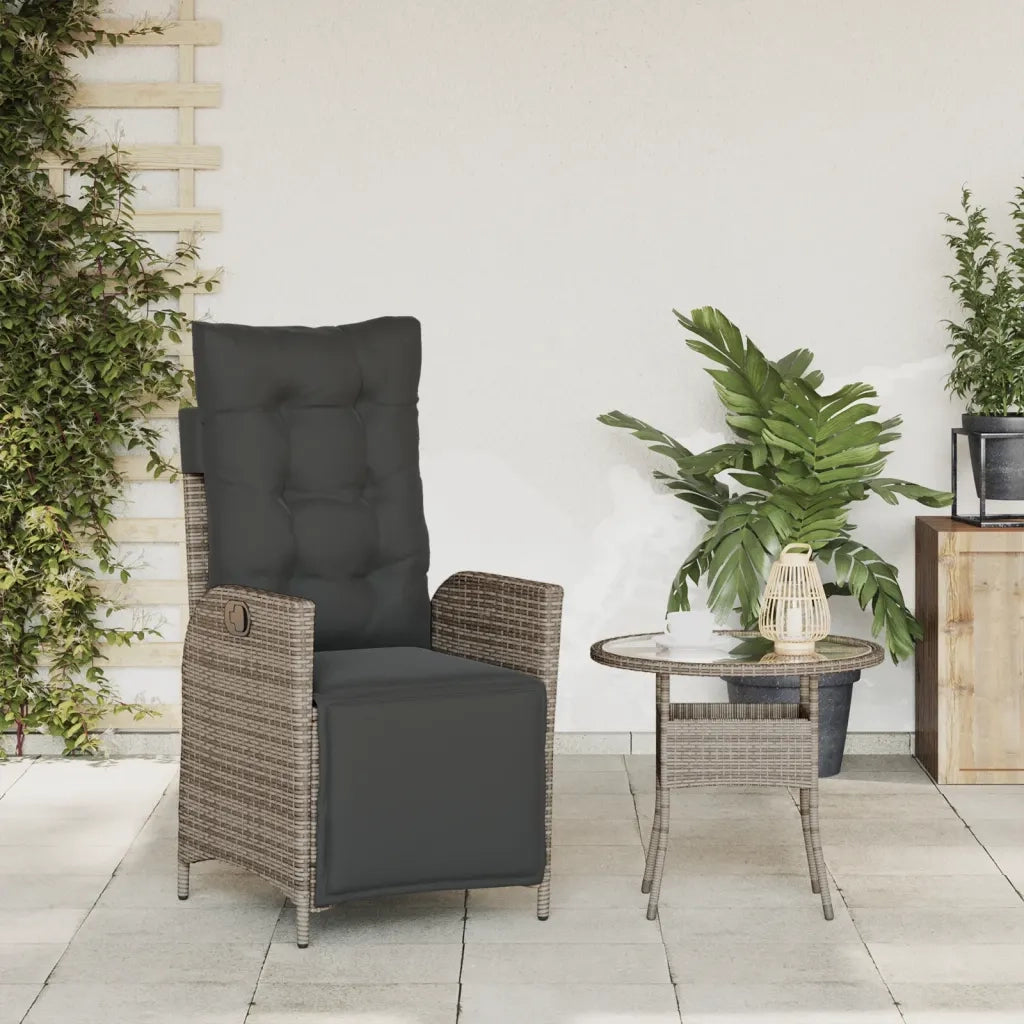 Sedia Reclinabile da Giardino con Poggiapiedi Grigia Polyrattan 365283